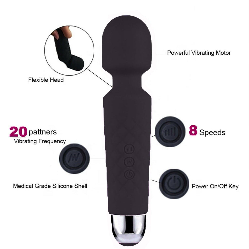 Magic Massage Wand Muscle Relaxation Massager 20 Speed Vibrating Full Body Therapy Motor